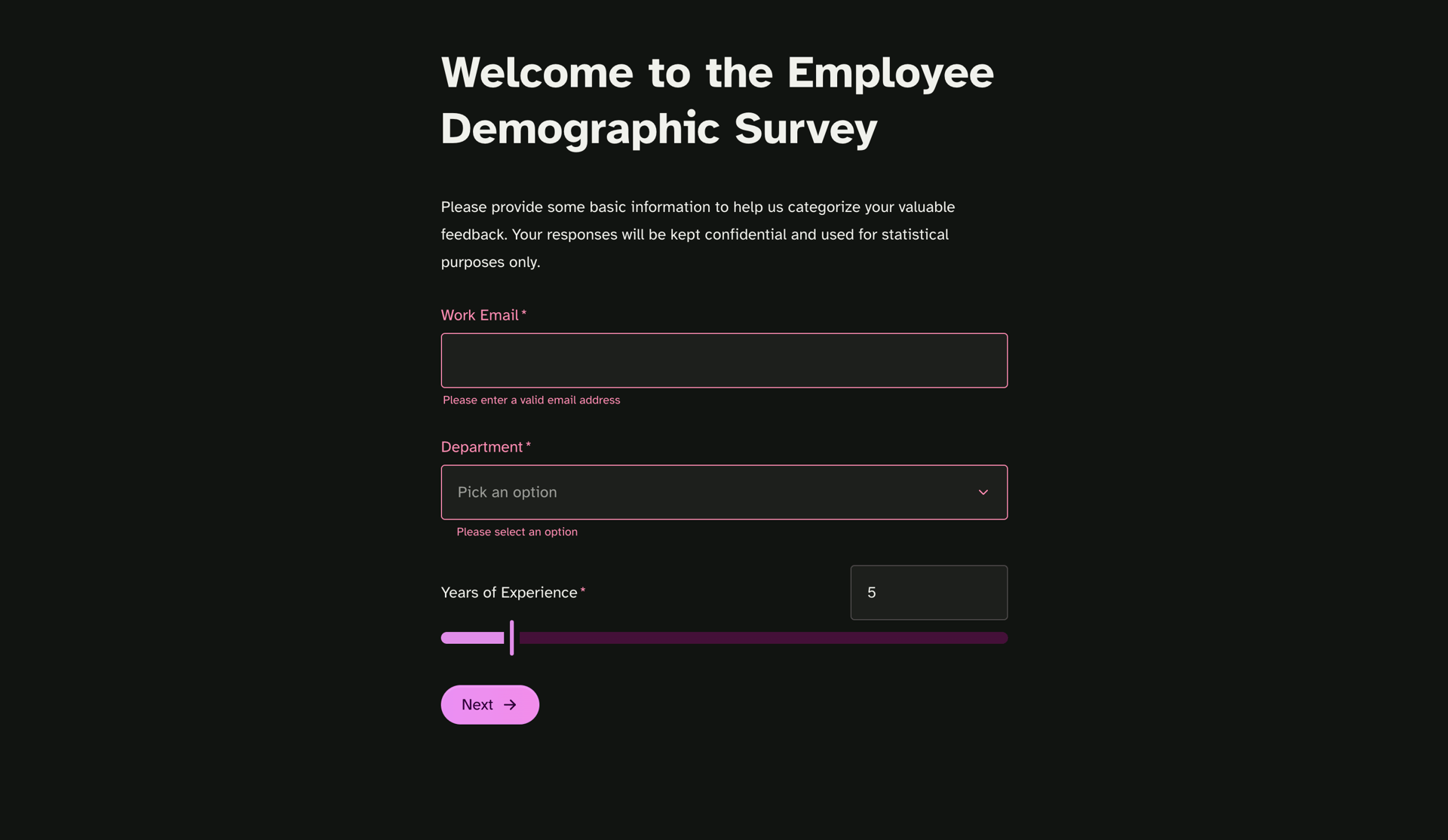 Employee Demographic Survey Form