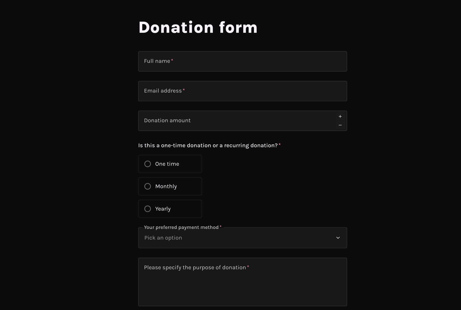 Donation form template