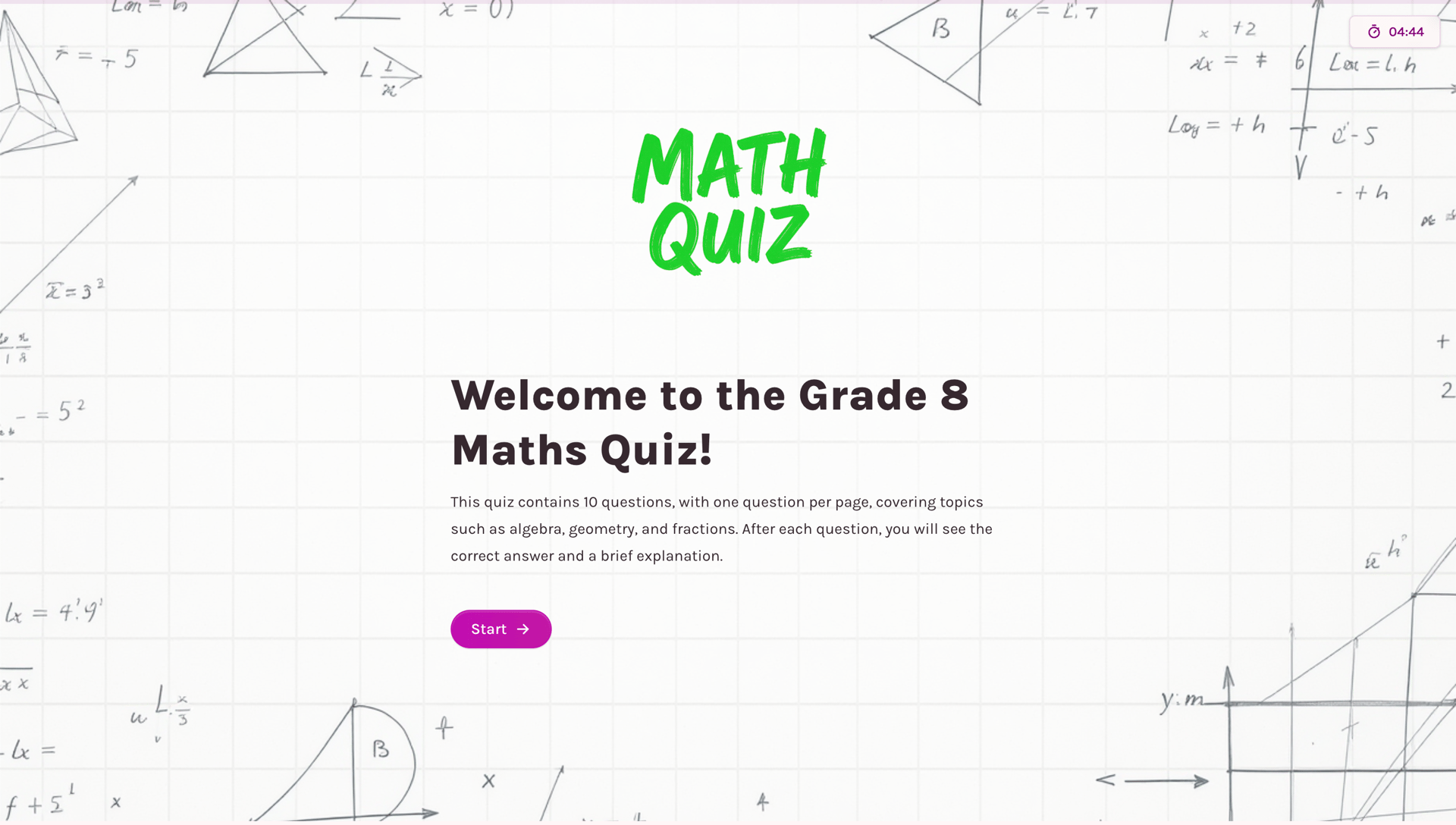 Grade 8 Maths Quiz