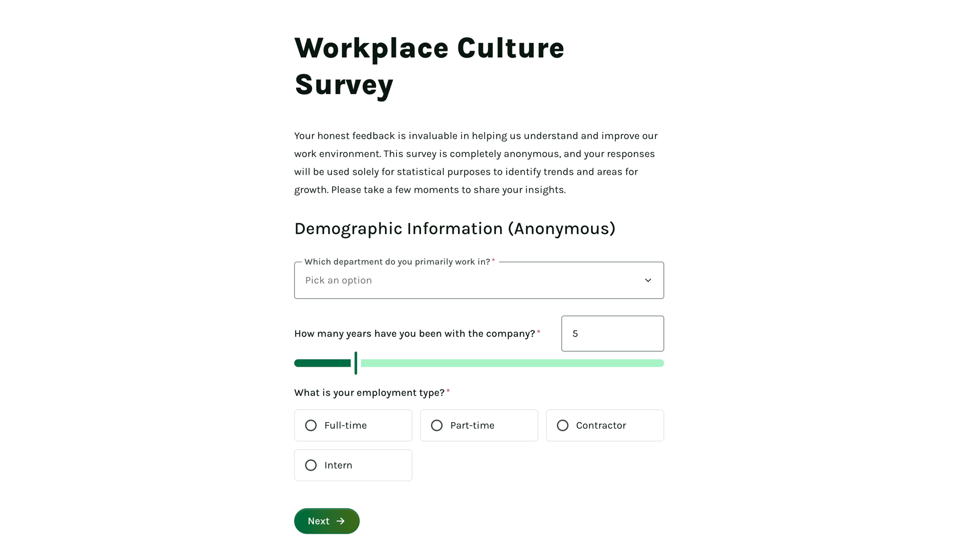 Workplace Culture Survey Form