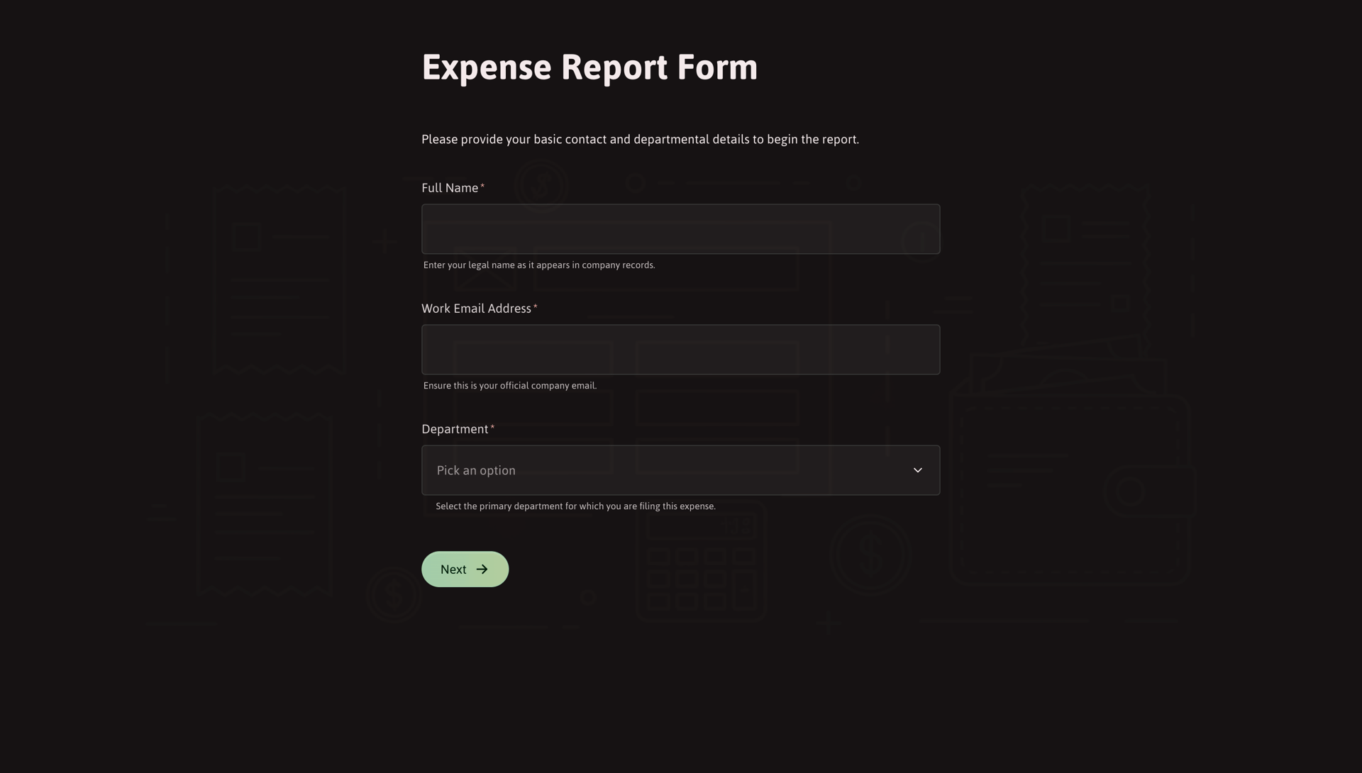 Expense Report Form