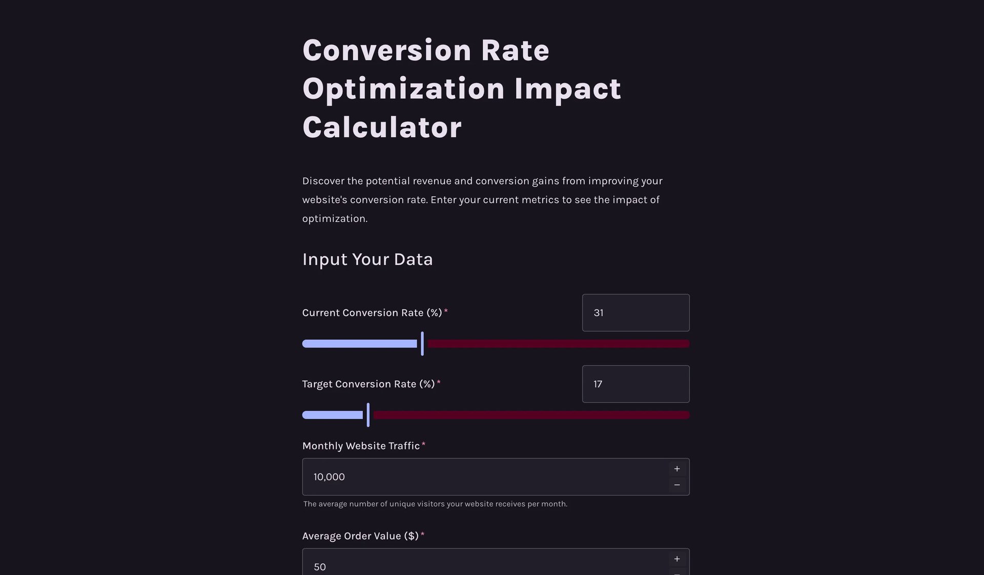 Conversion Rate Optimization Impact Calculator