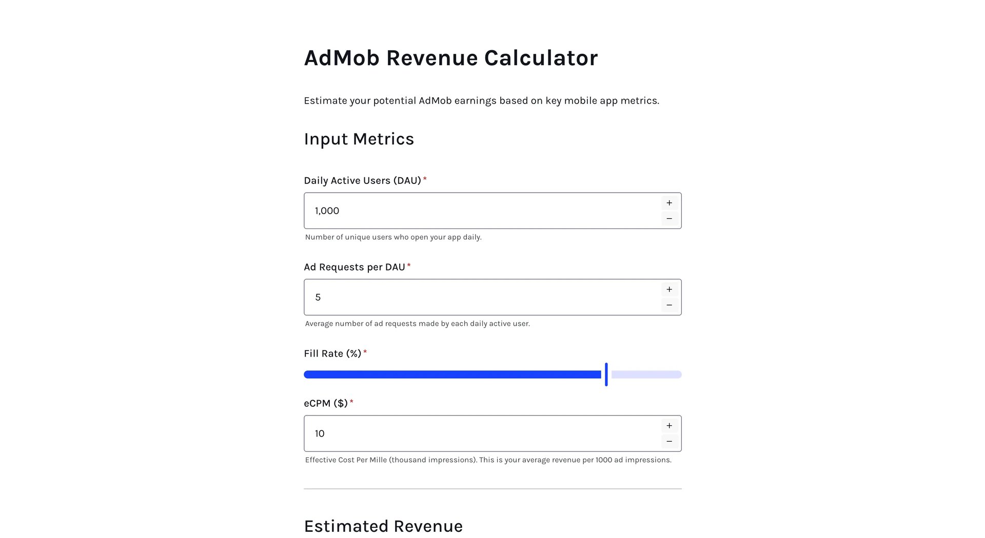 Admob revenue calculator