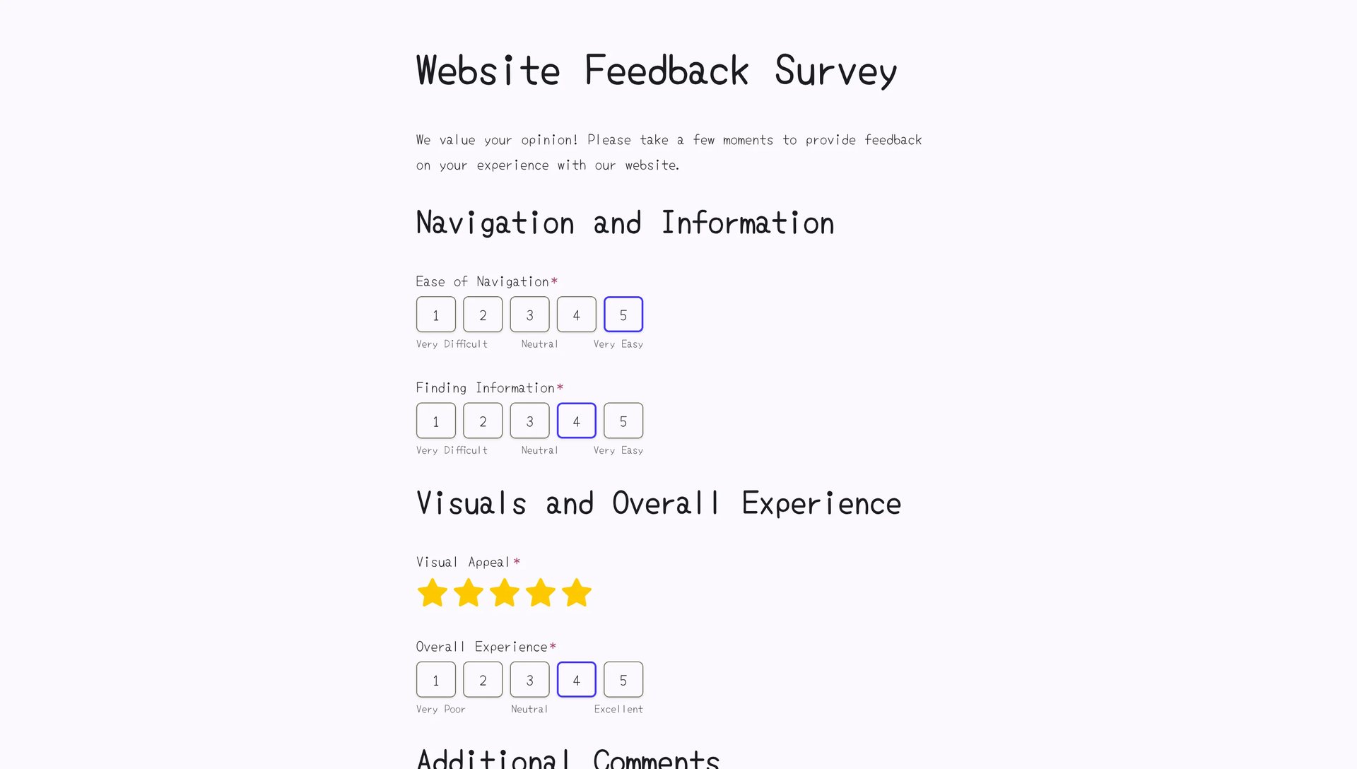 Website Feedback Survey