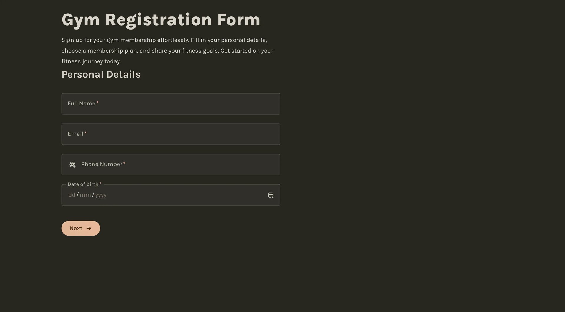 Gym Registration Form