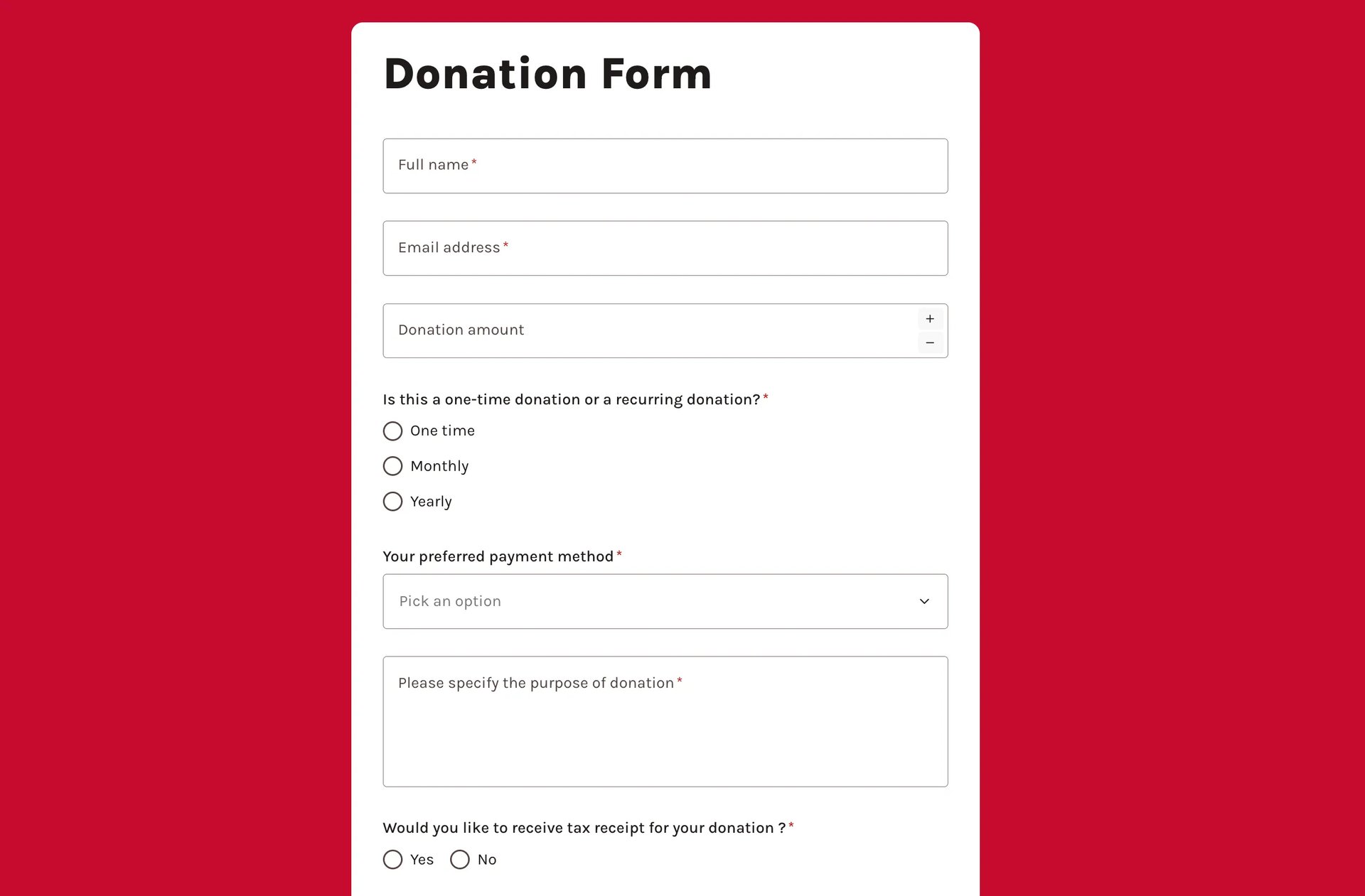 Donation form template