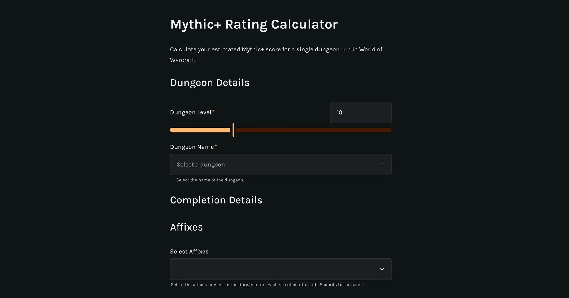 Mythic+ rating calculator