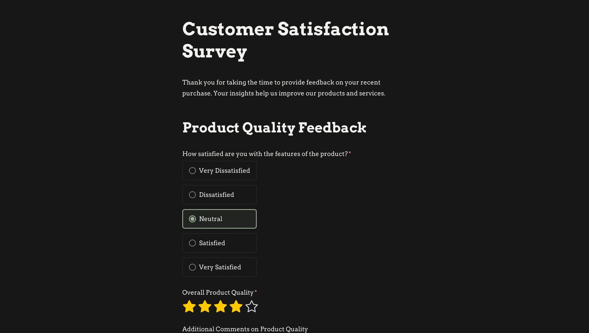 Customer Satisfaction Survey