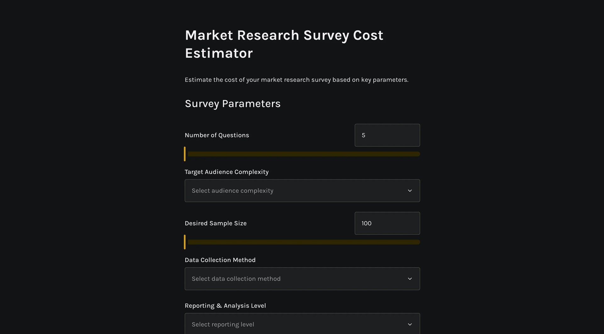 Market research survey cost estimator