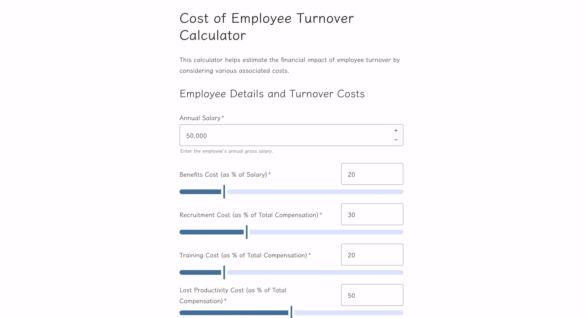 Cost of Employee Turnover Calculator