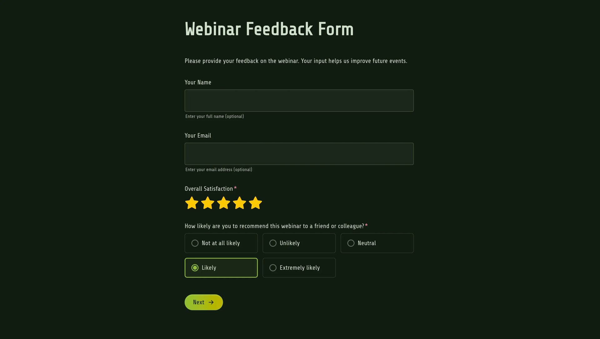 Webinar Feedback Form