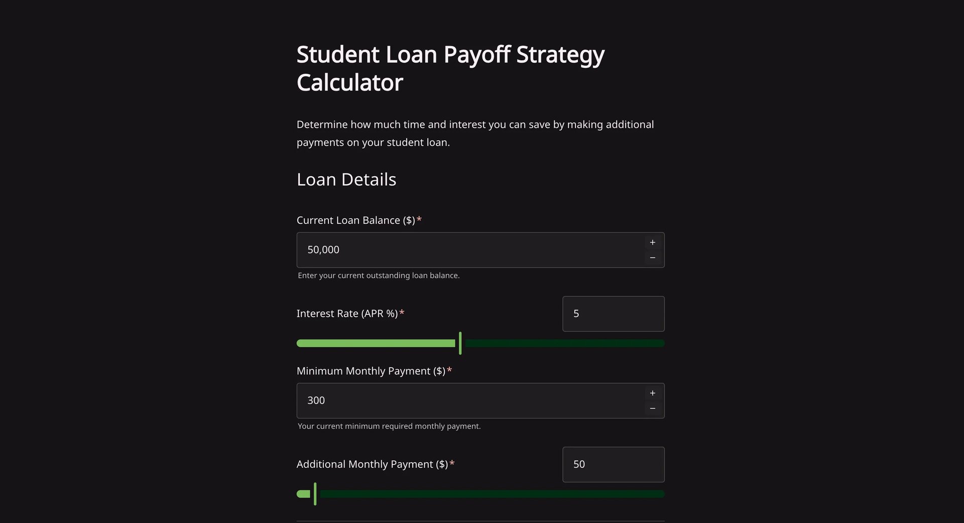 Student Loan Payoff Strategy Calculator