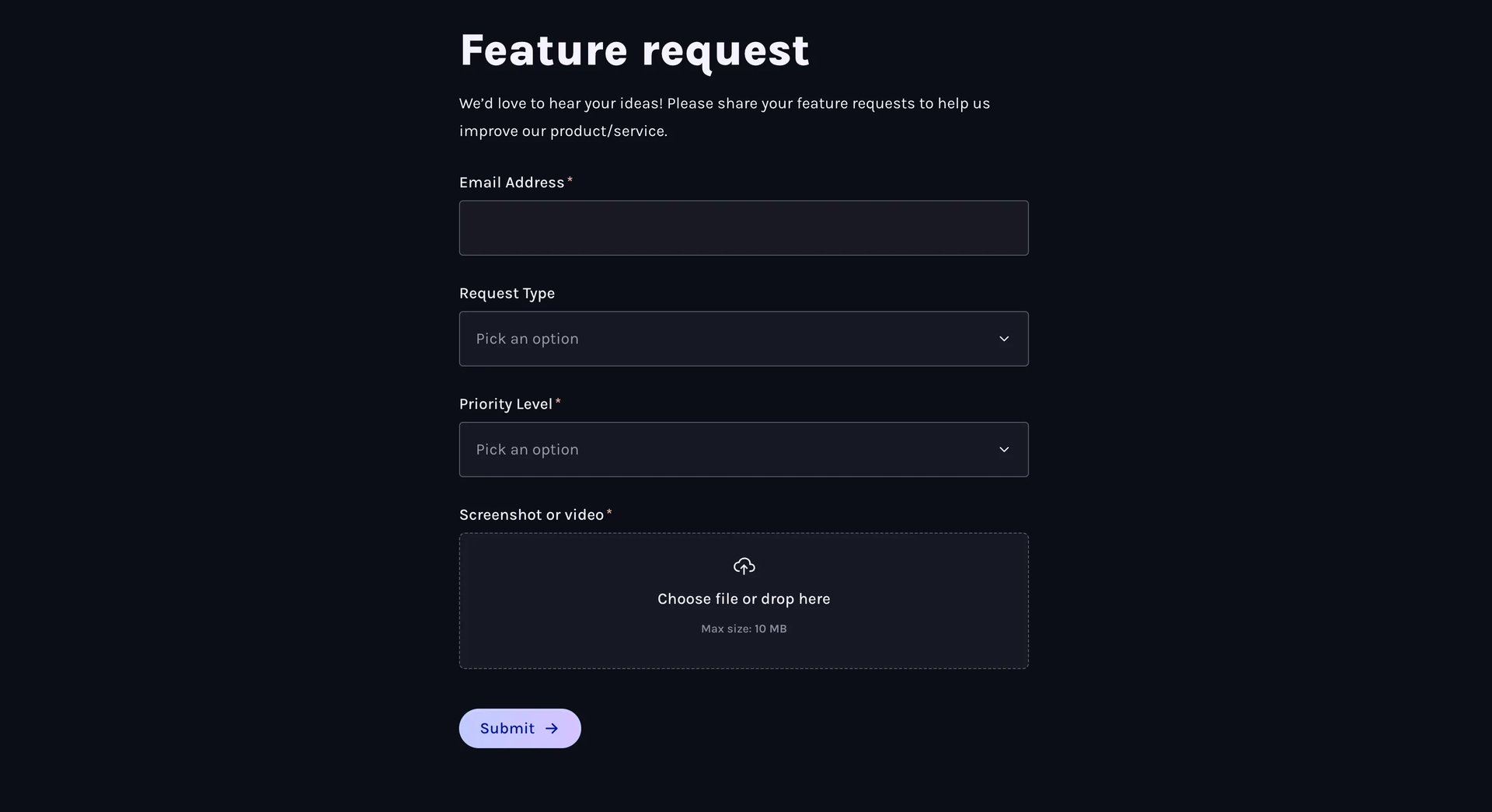 Feature request form