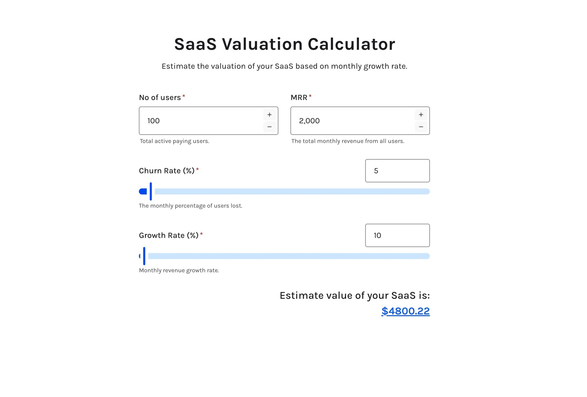 SaaS Valuation Calculator
