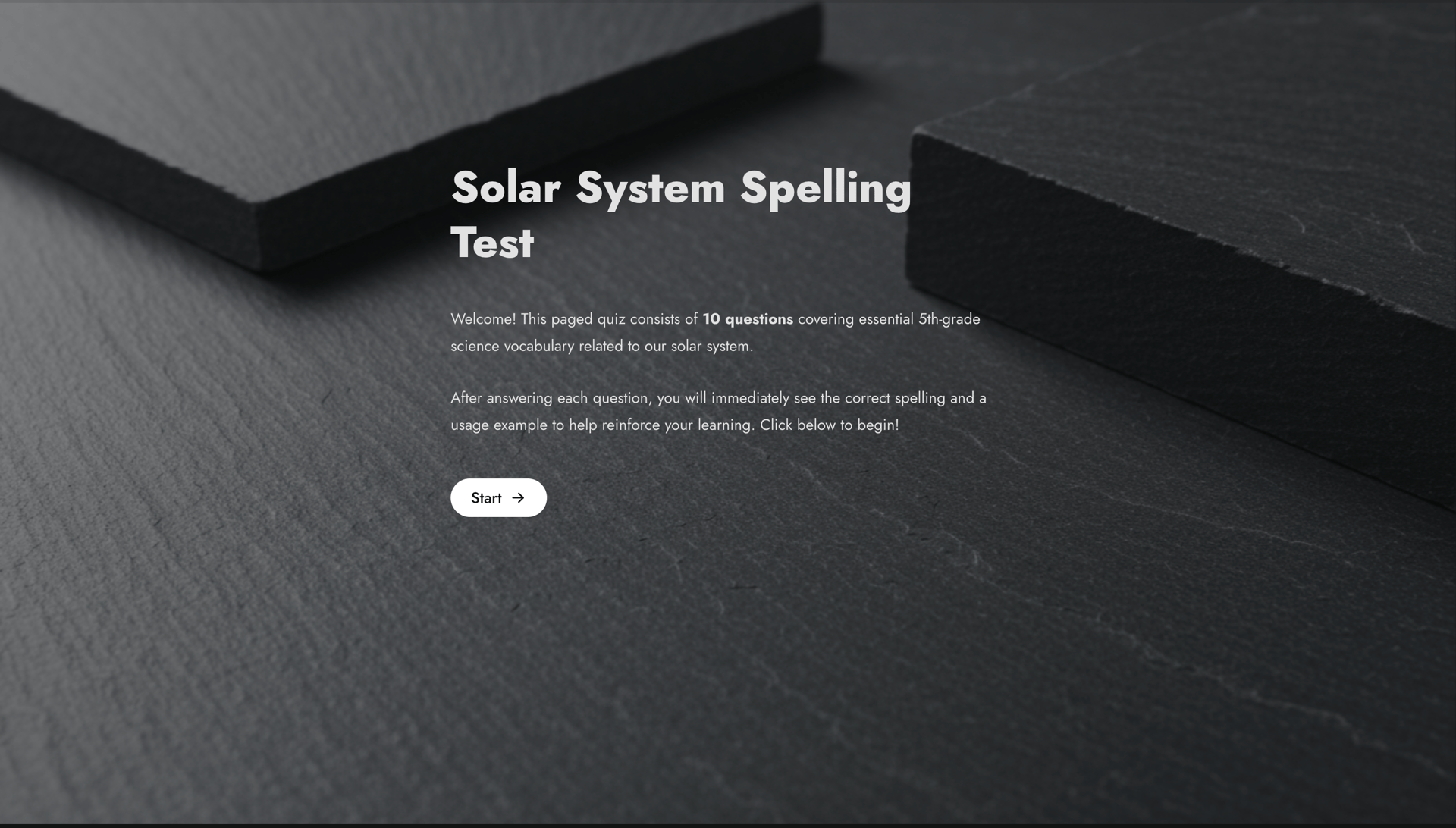 Solar System Spelling Test Quiz