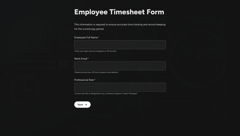 Employee Timesheet Form