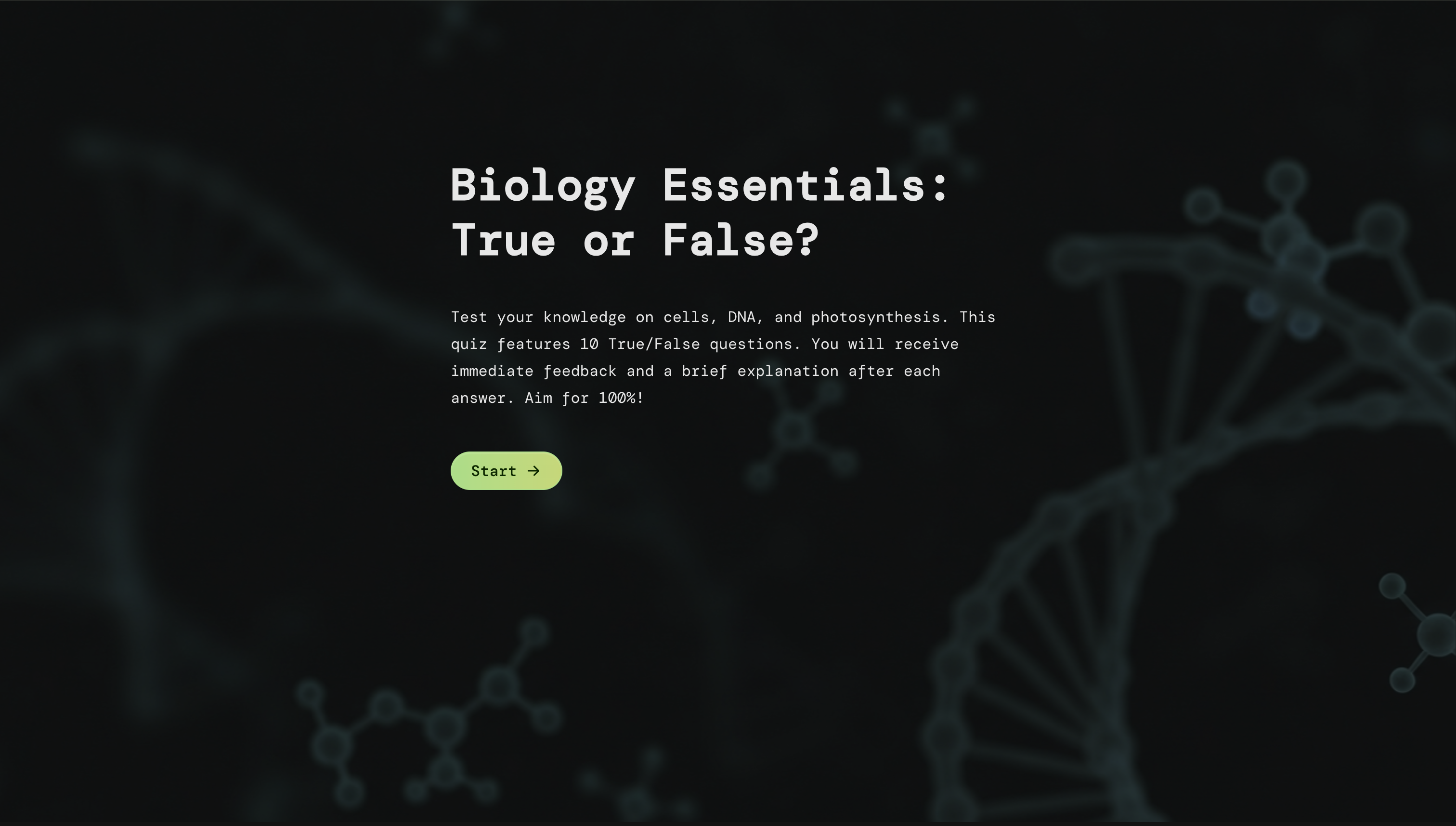 Biology True or False Quiz
