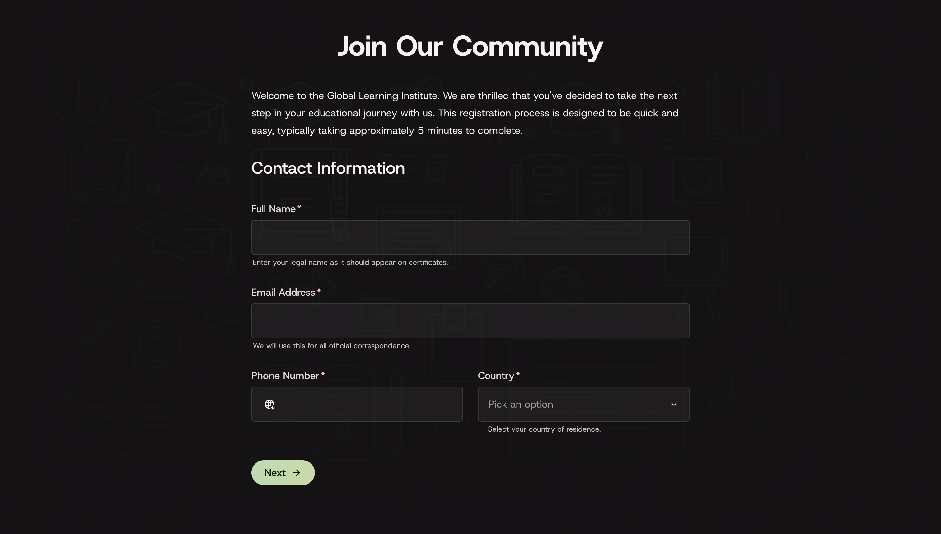 Course Registration Form