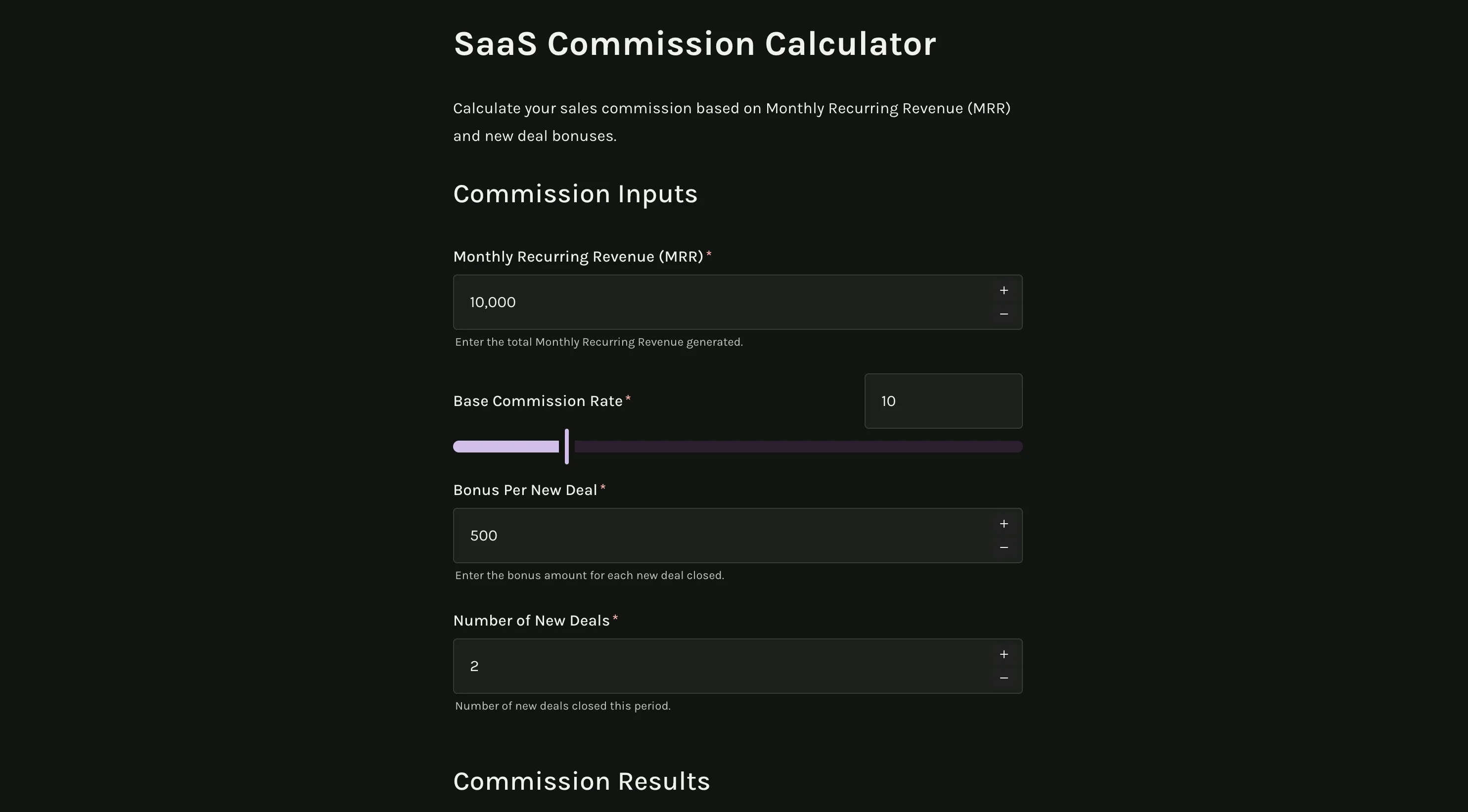 SaaS commission calculator