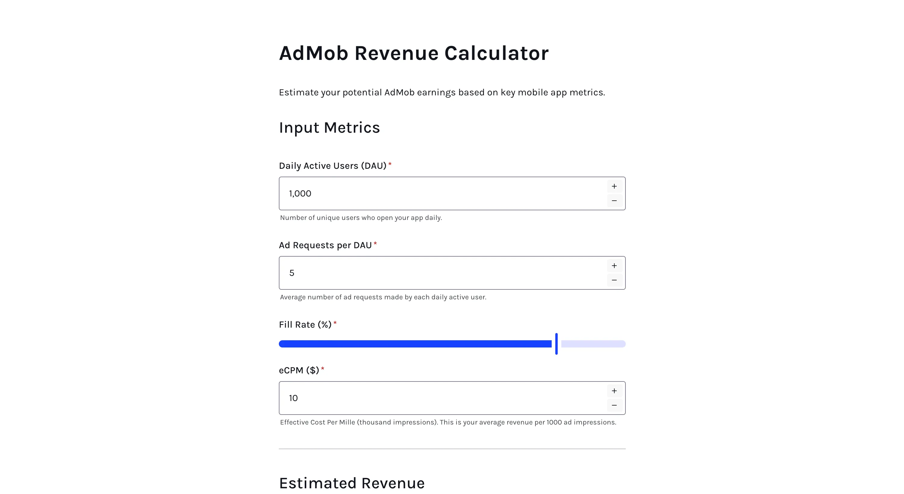 Admob revenue calculator