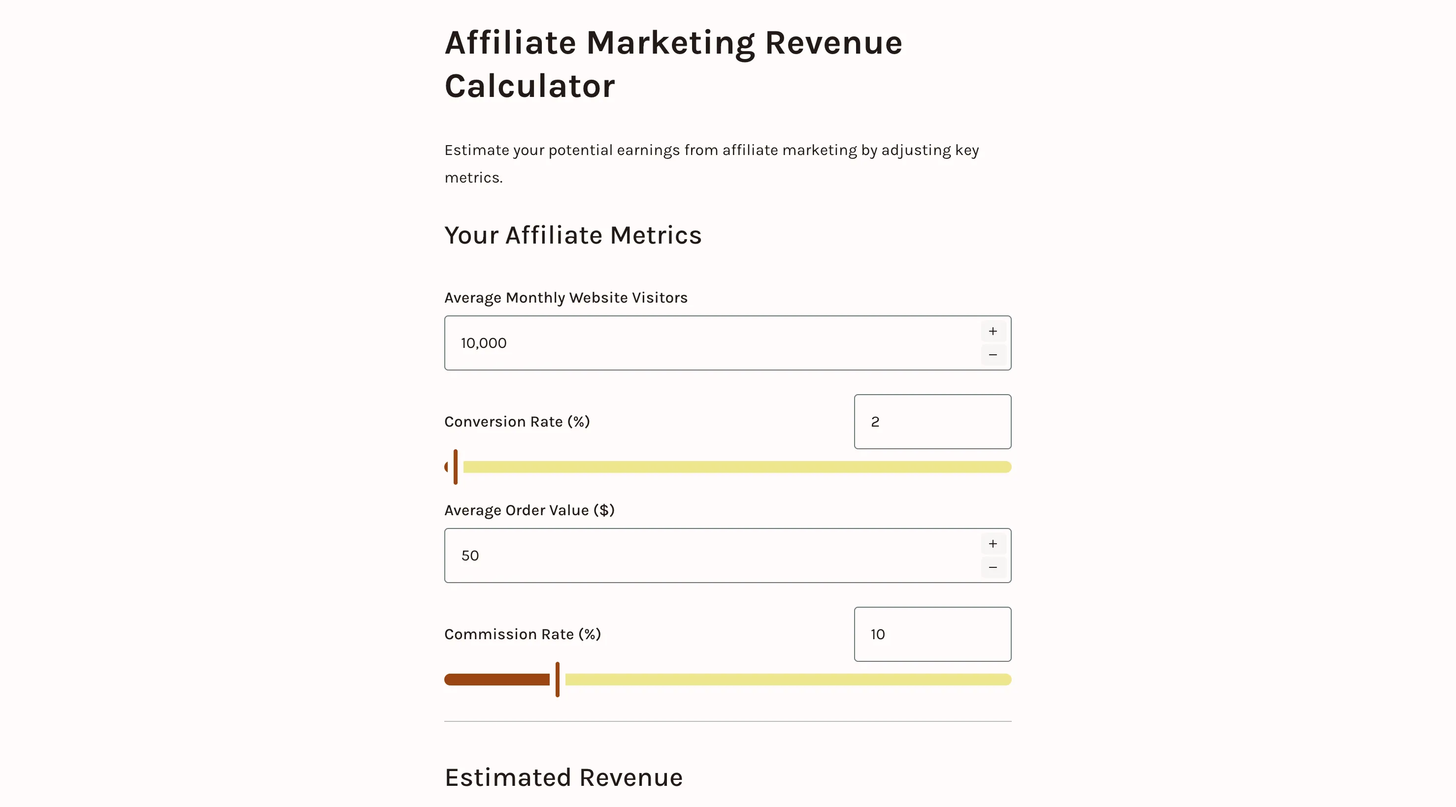 Affiliate marketing revenue calculator