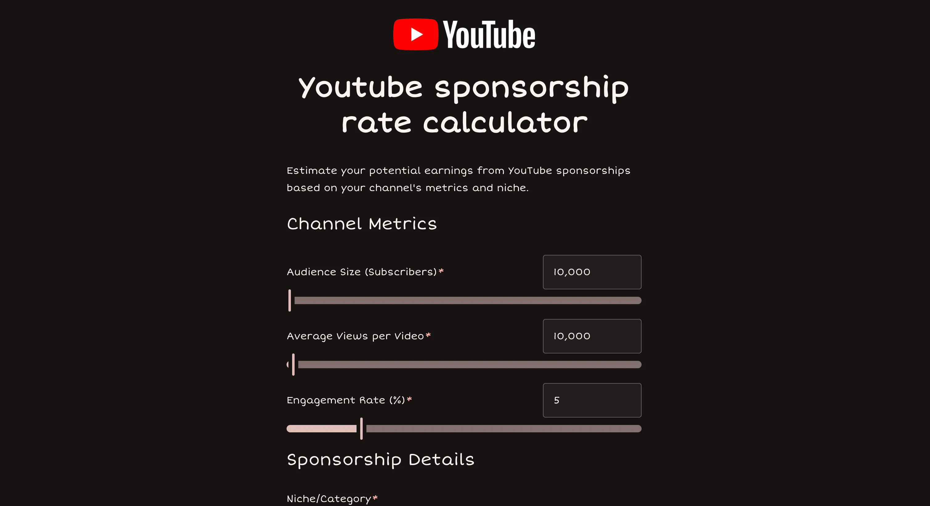 Youtube sponsorship rate calculator