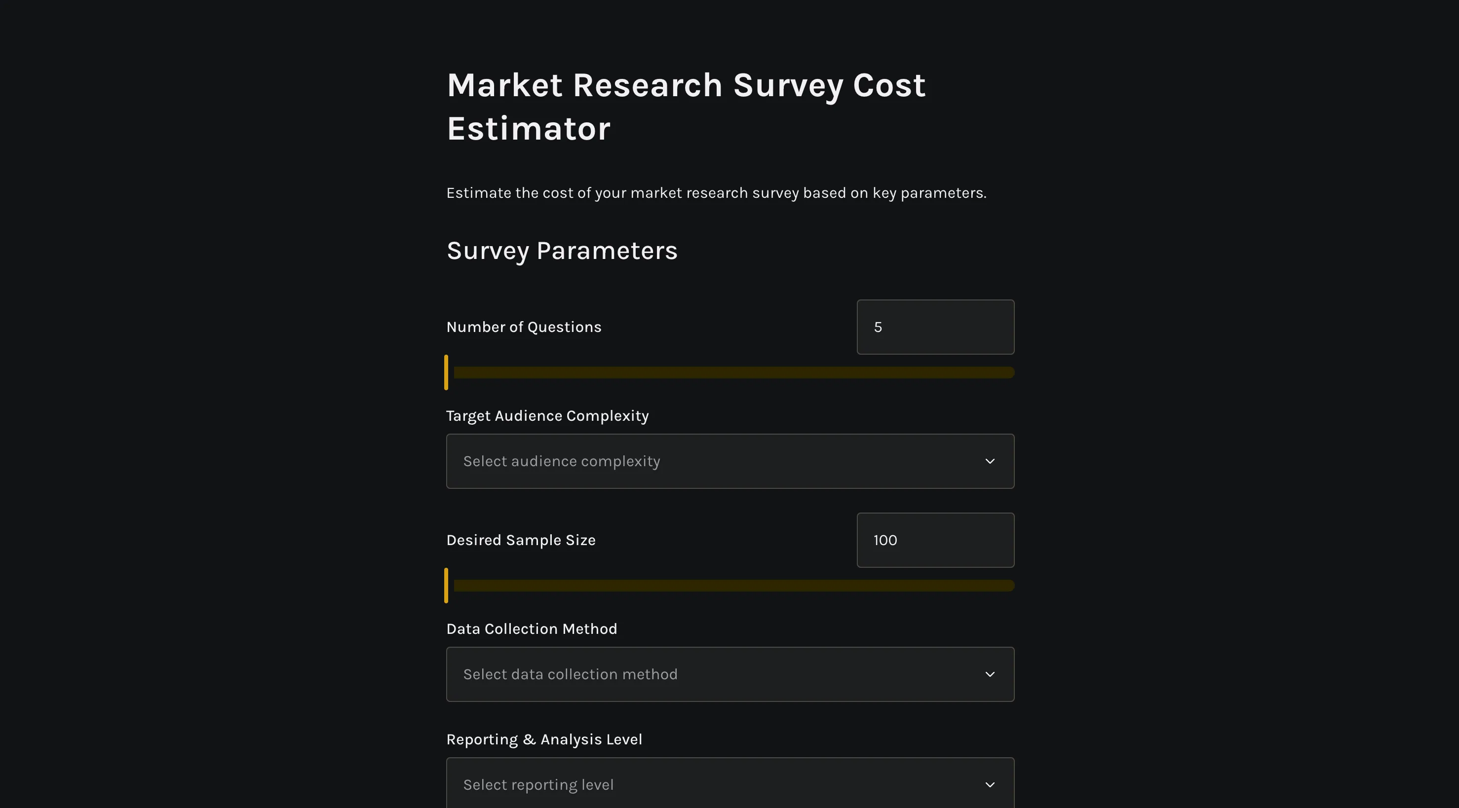 Market research survey cost estimator