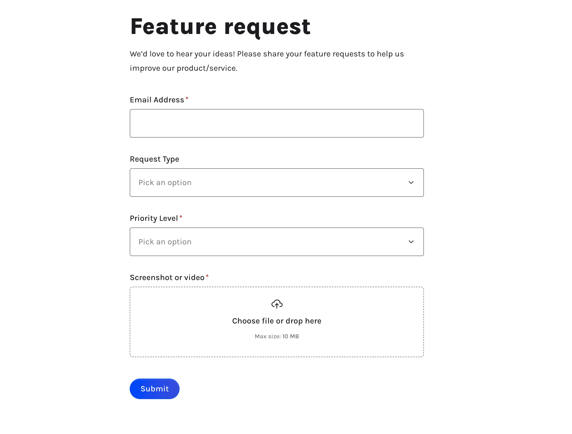 Feature request form