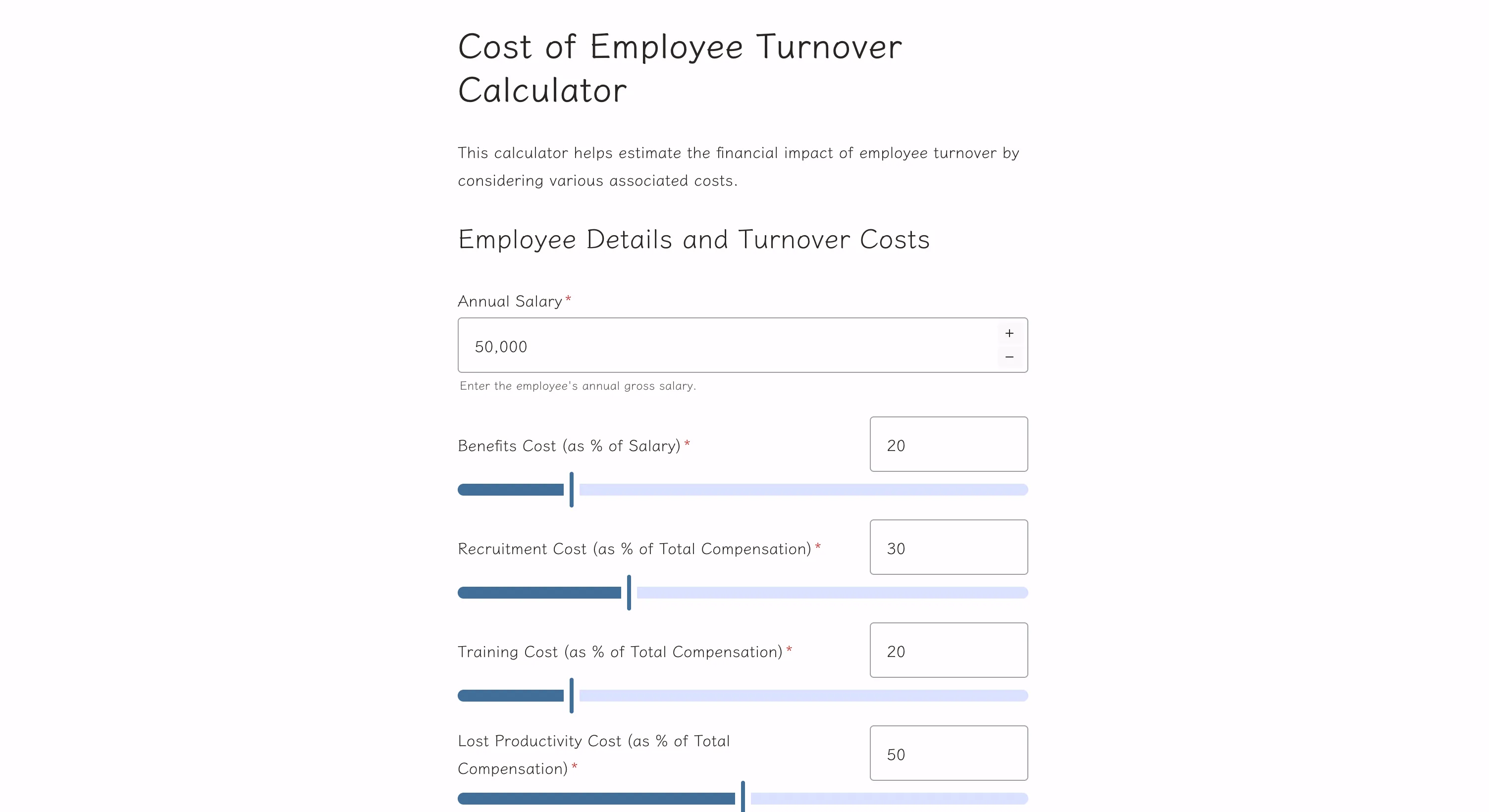 Cost of Employee Turnover Calculator