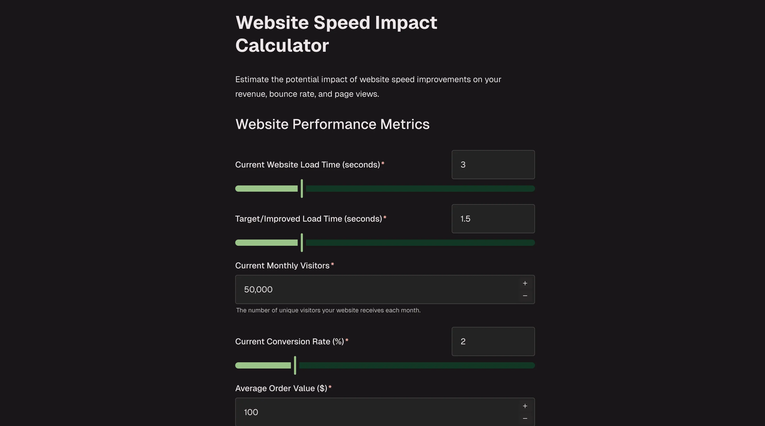 Website speed impact calculator