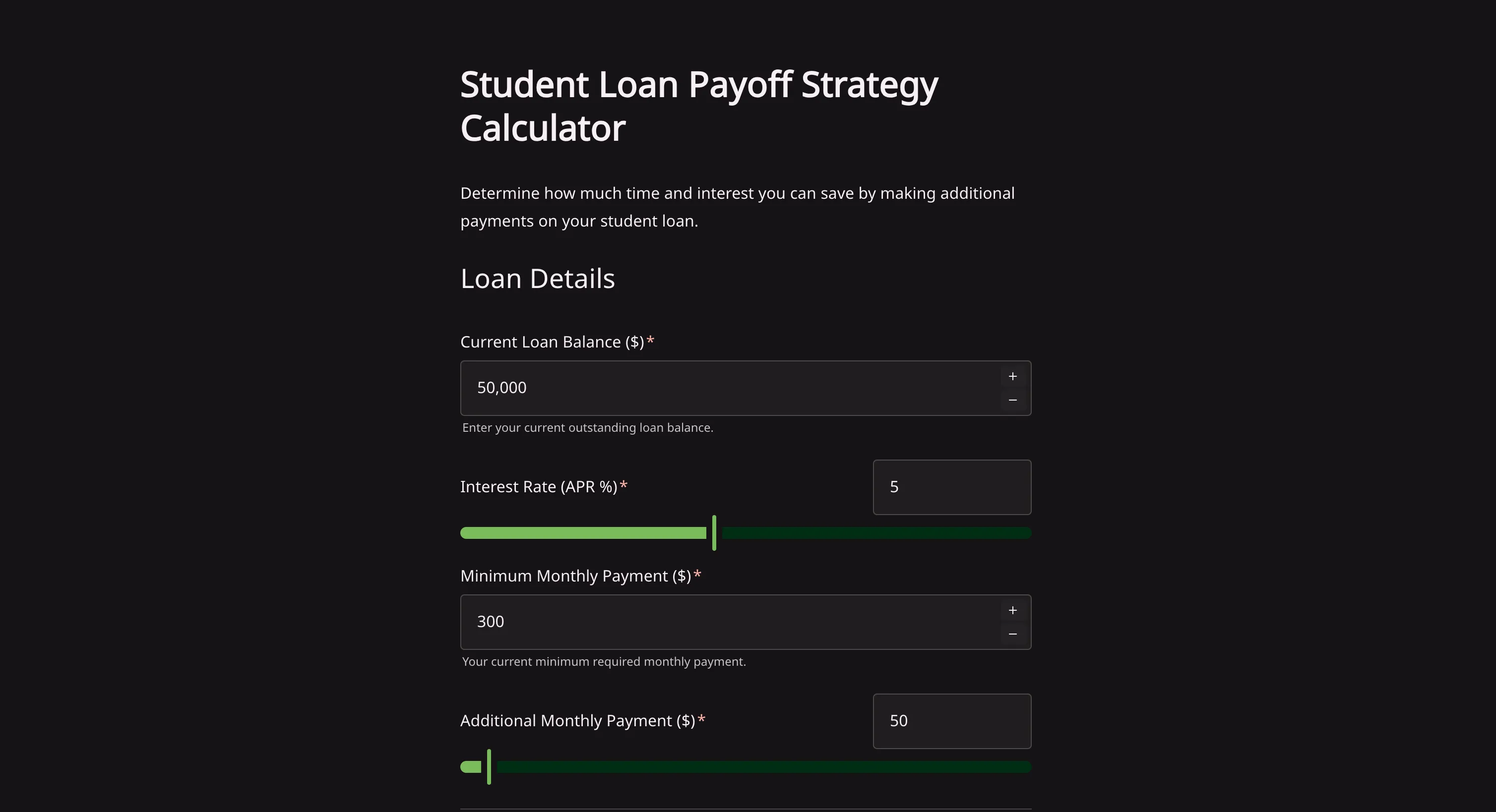 Student Loan Payoff Strategy Calculator