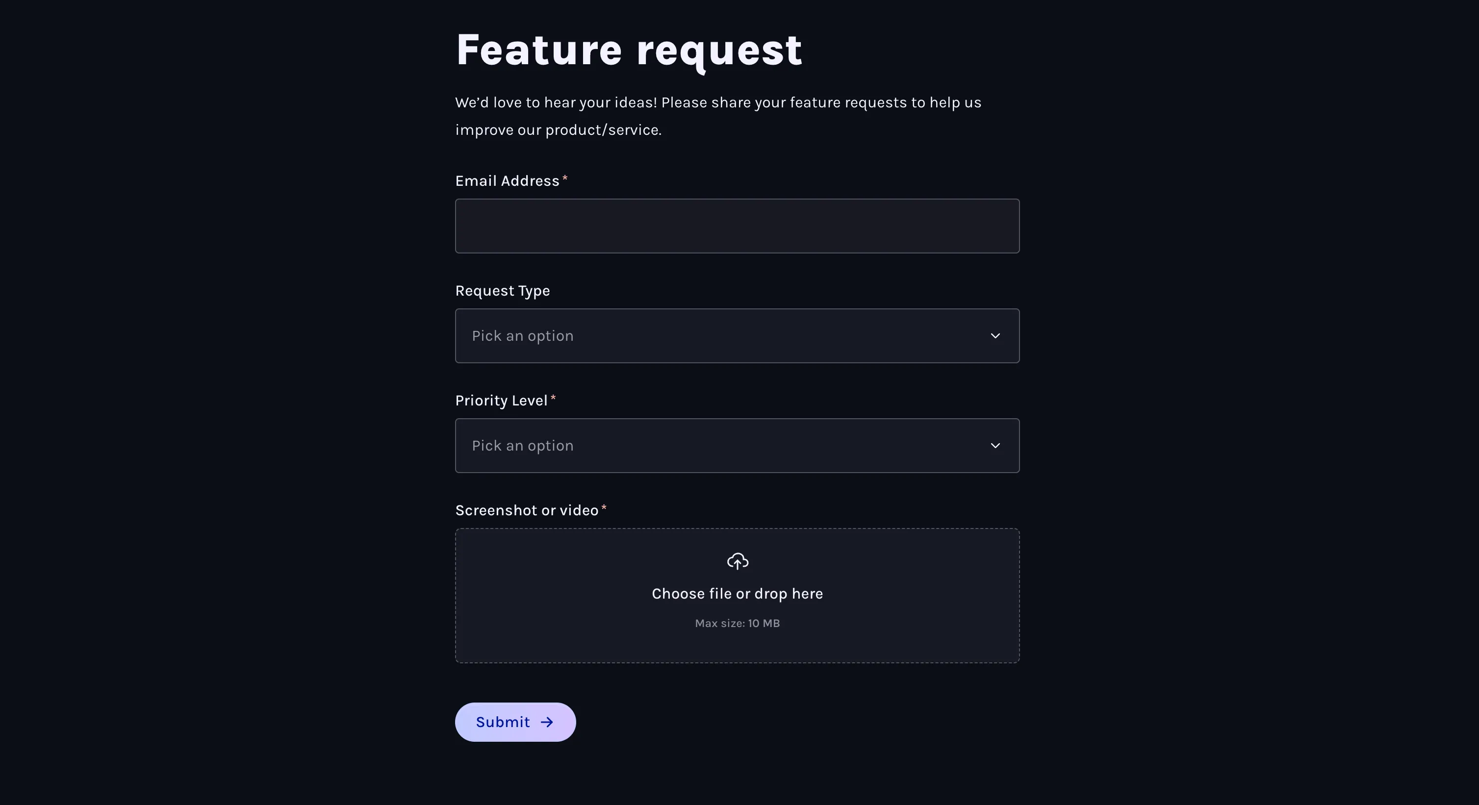 Feature request form