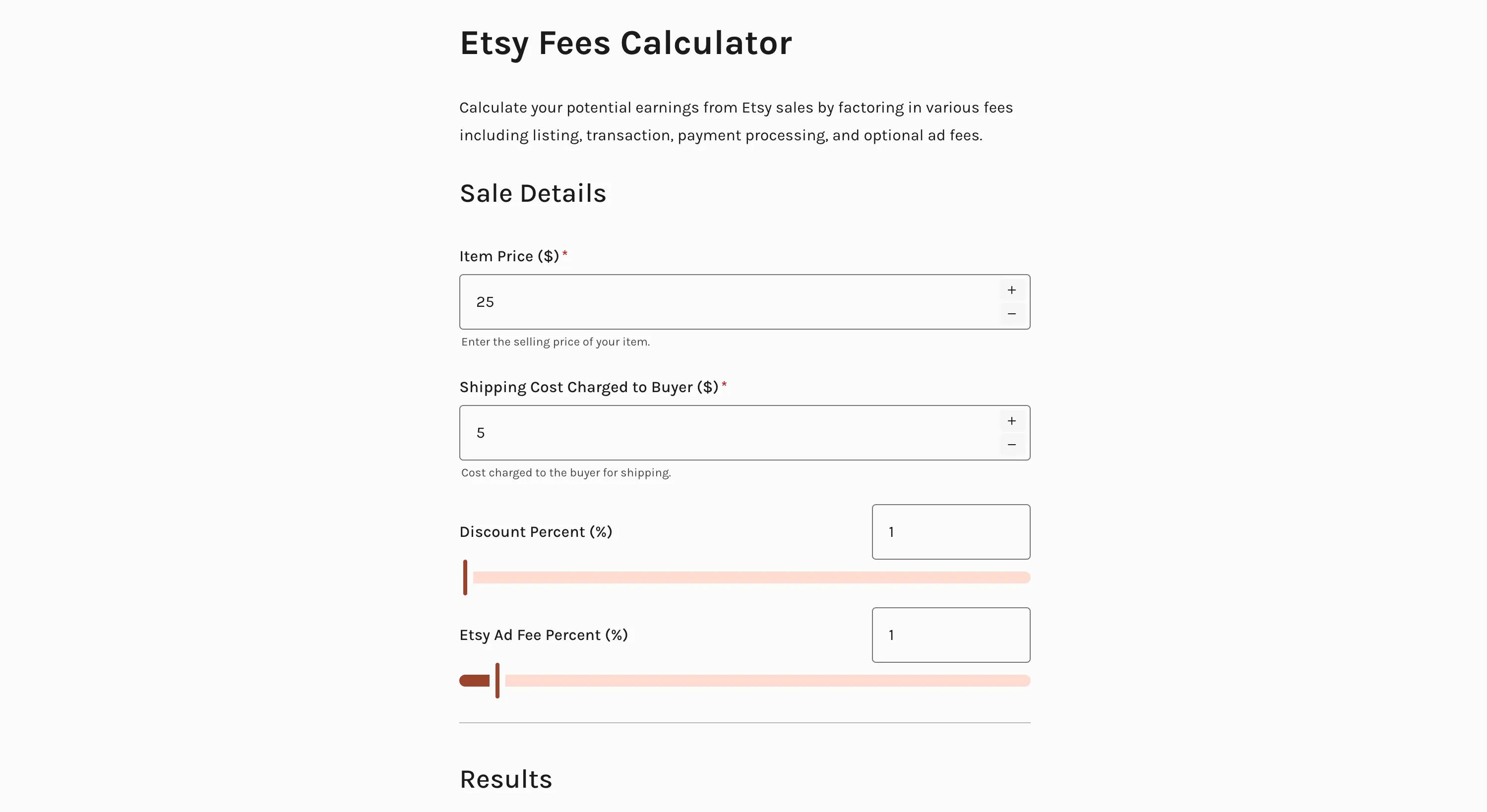 Etsy fees calculator