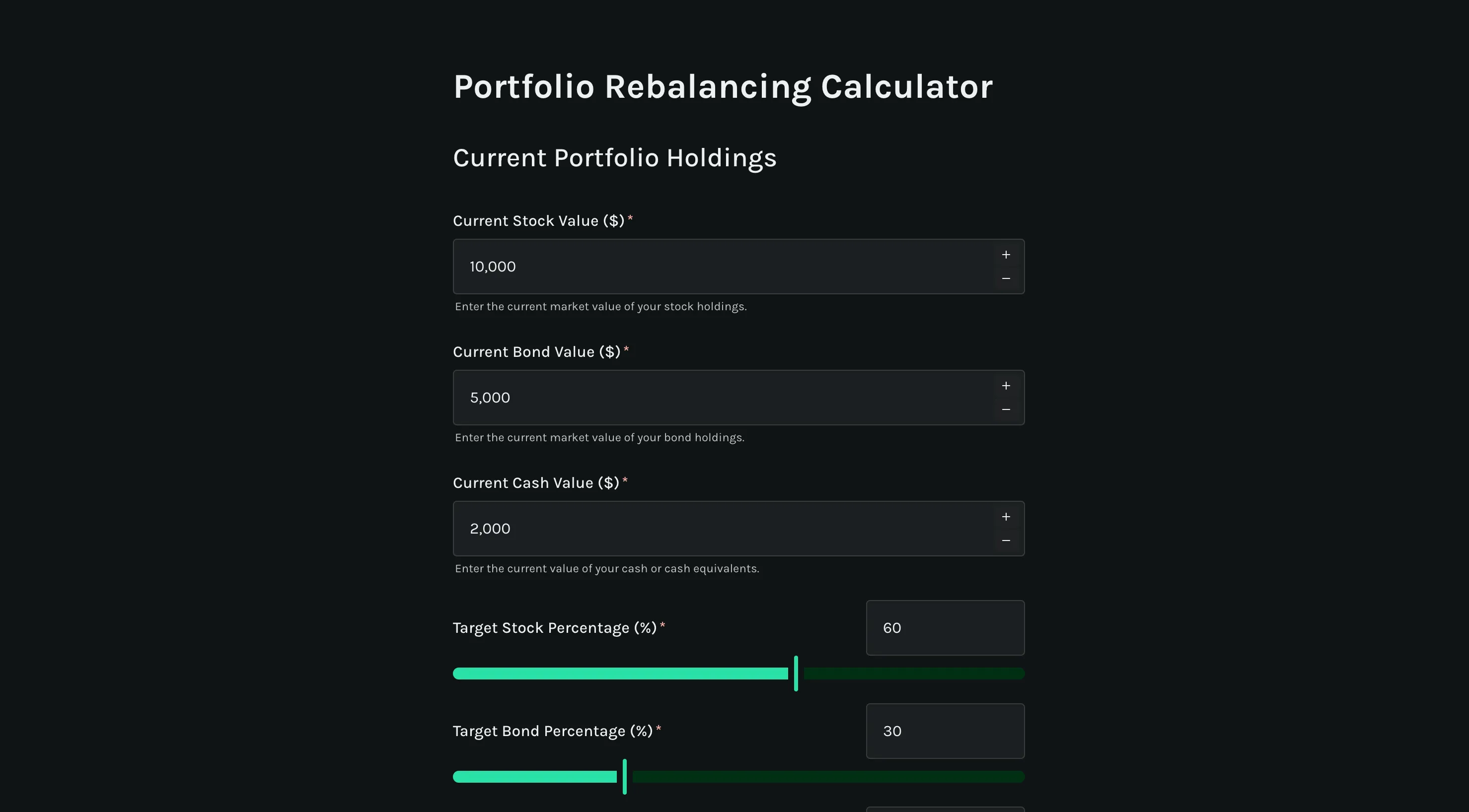 Portfolio Rebalancing Calculator